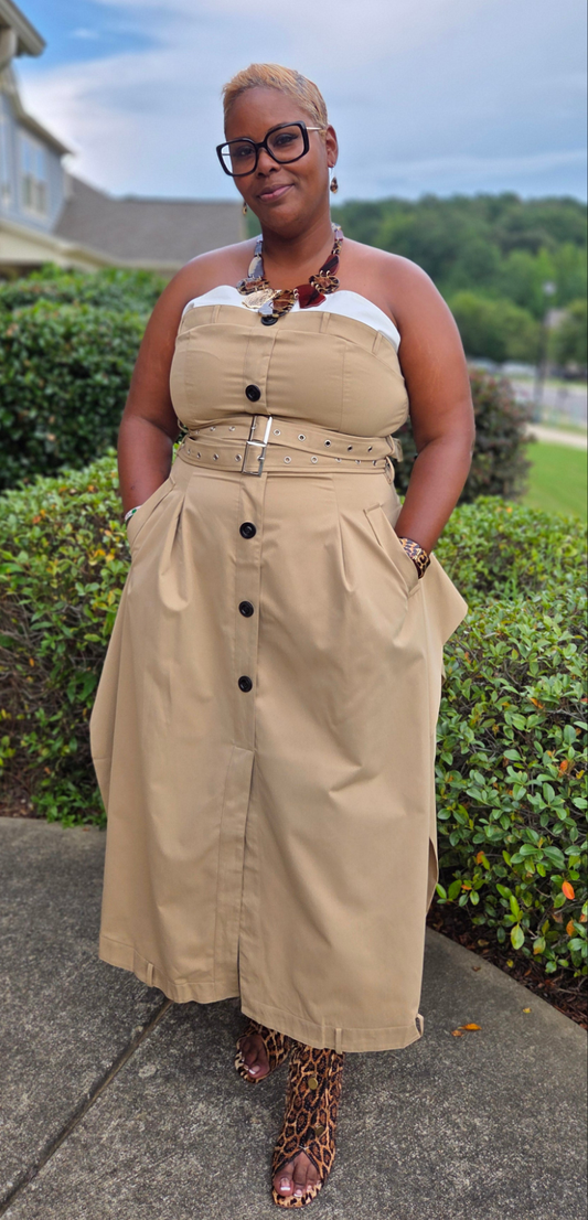 PLUS SIZE Chic Reinvented Trench Maxi Dress