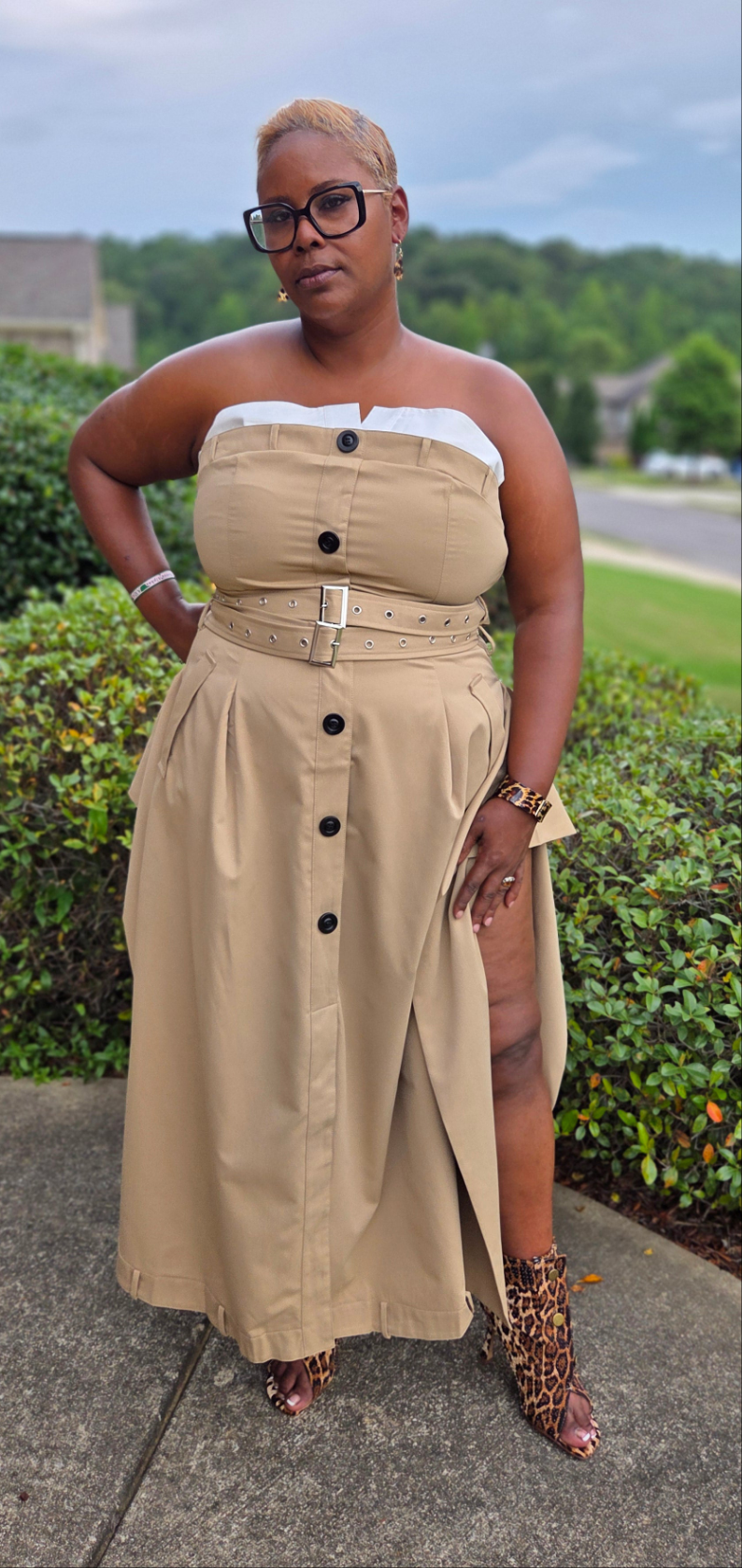PLUS SIZE Chic Reinvented Trench Maxi Dress