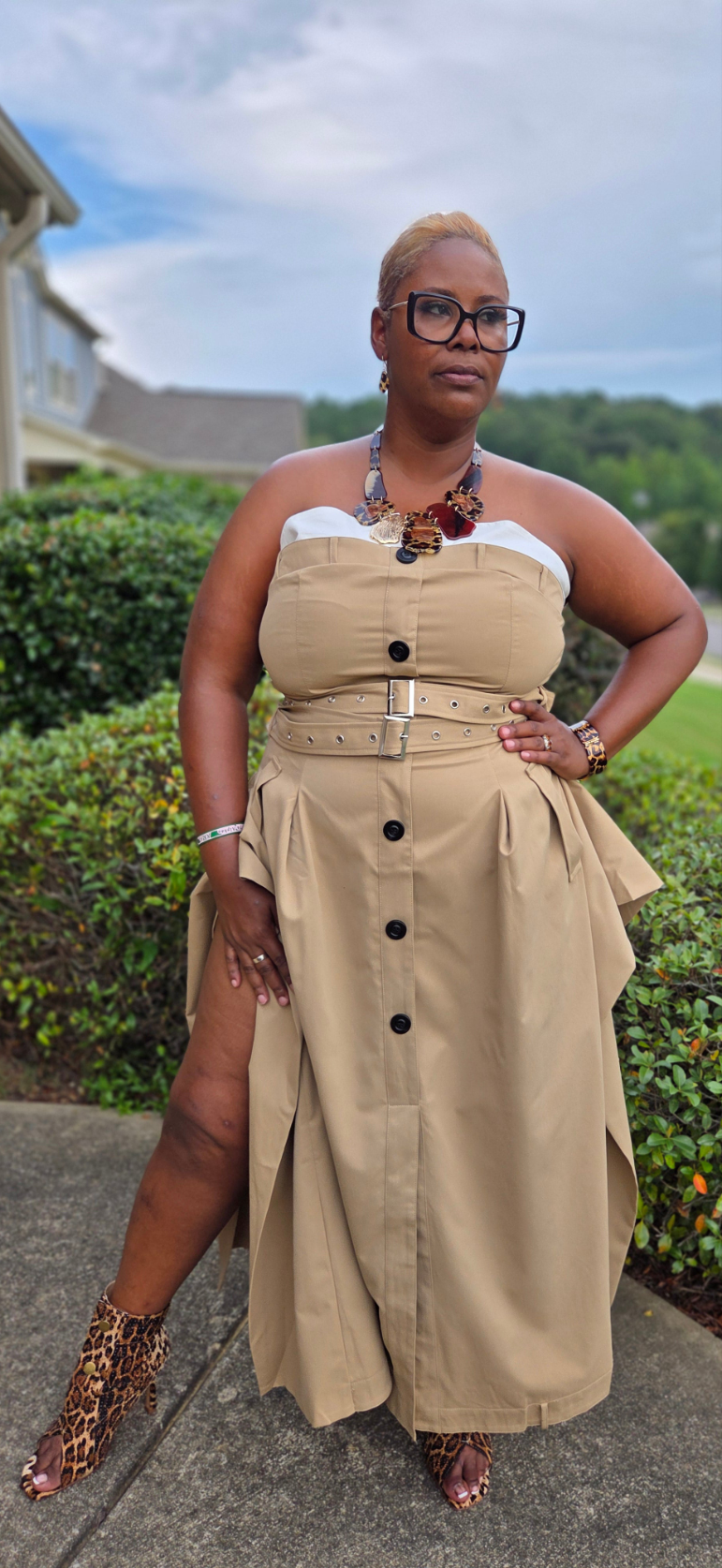 PLUS SIZE Chic Reinvented Trench Maxi Dress