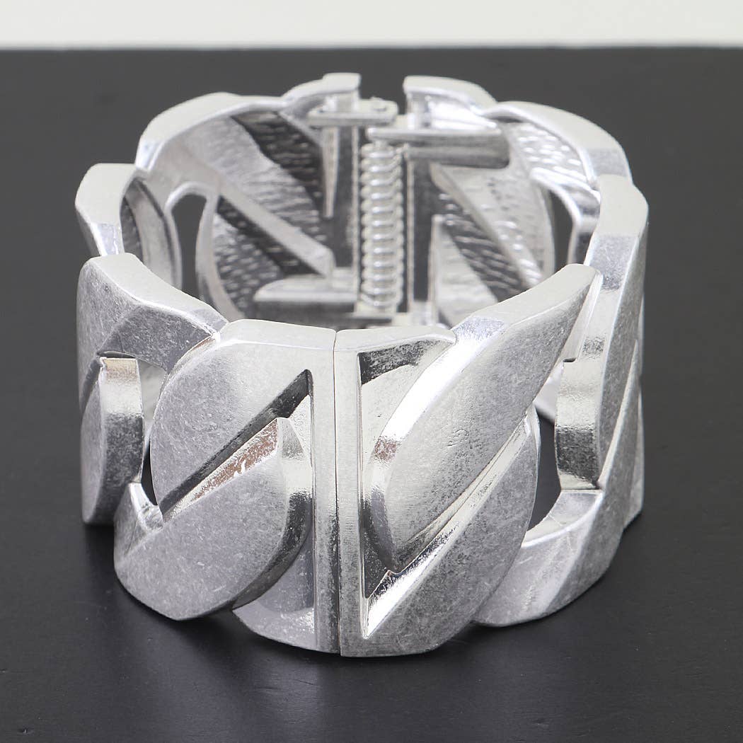 Statement Matte Metallic Chain Link Cuff Bracelet