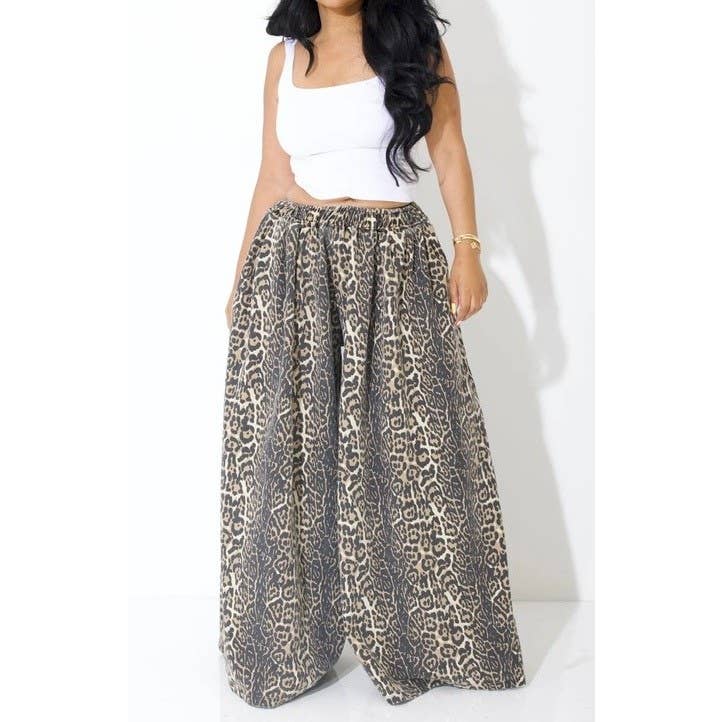 Wide Leg Leopard Print Pants
