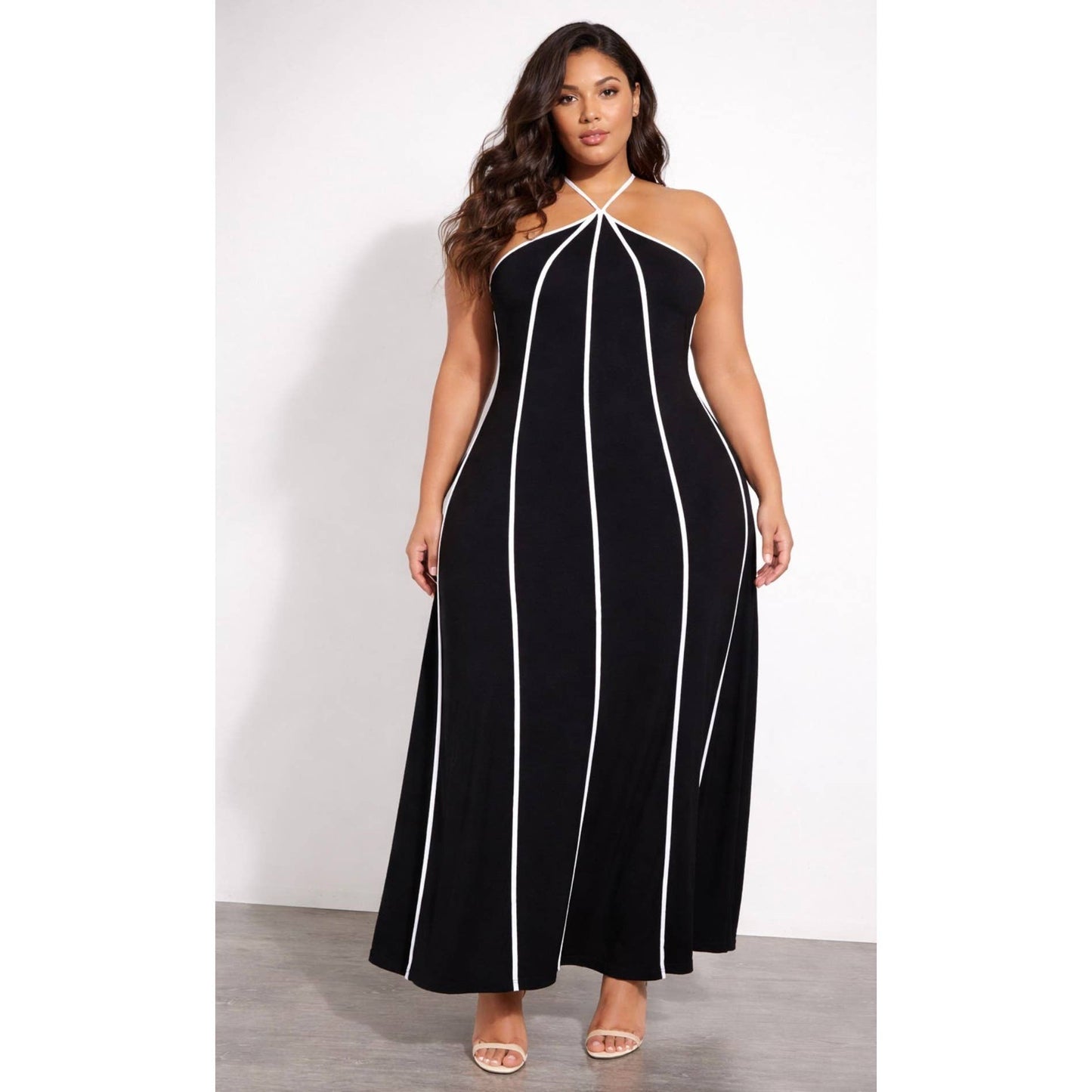 Curvy Halter Neck Maxi Dress