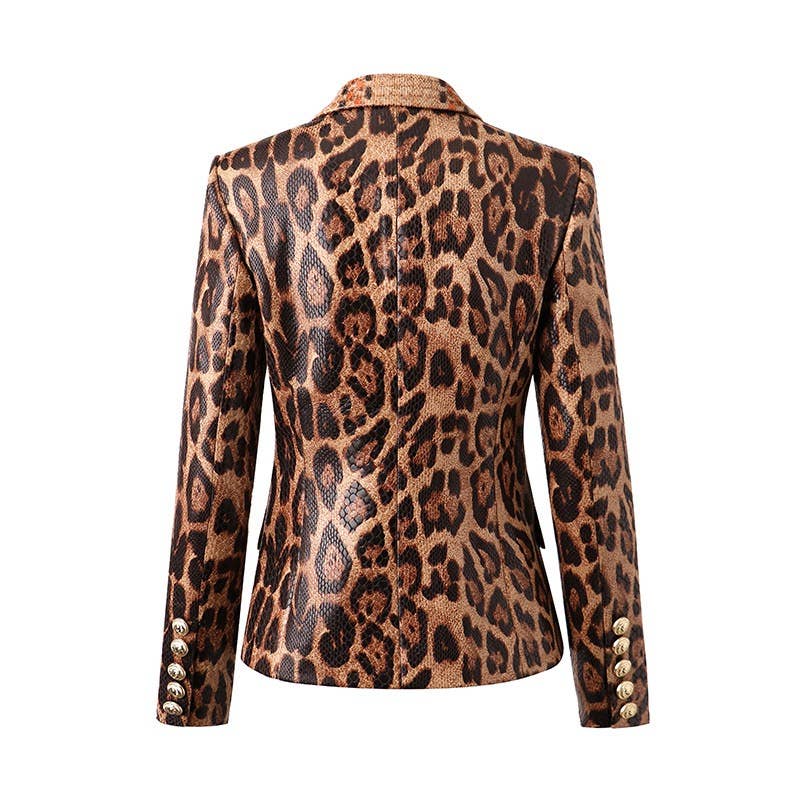 Elegant Leopard Blazer: Slim Cut