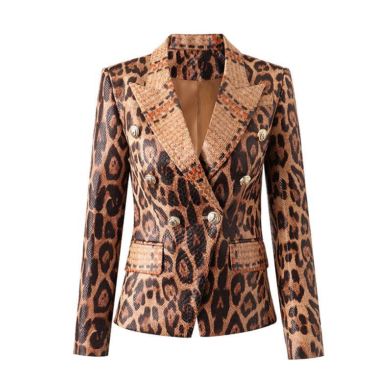 Elegant Leopard Blazer: Slim Cut