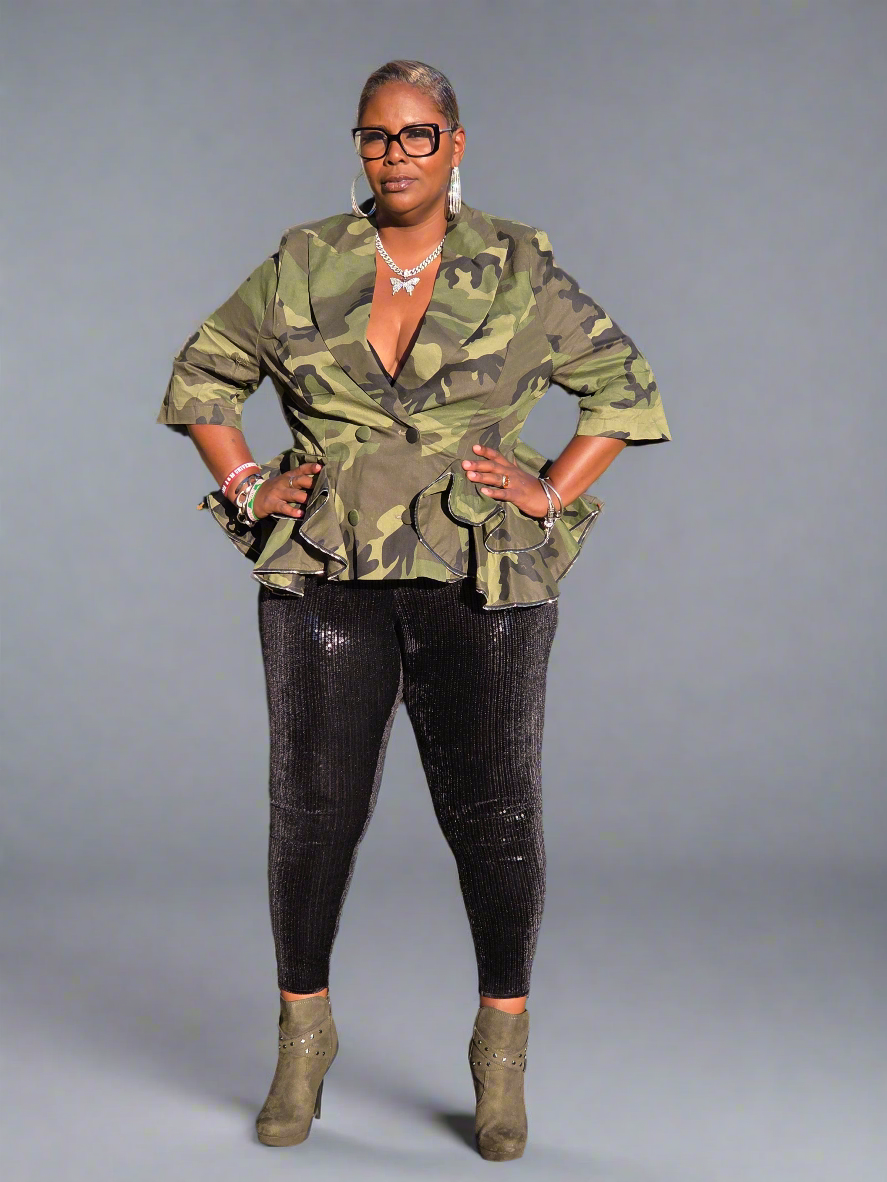 Army Peplum Top-Curvy