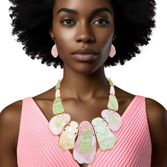 Marbled Pink and Green Link Bib for Women