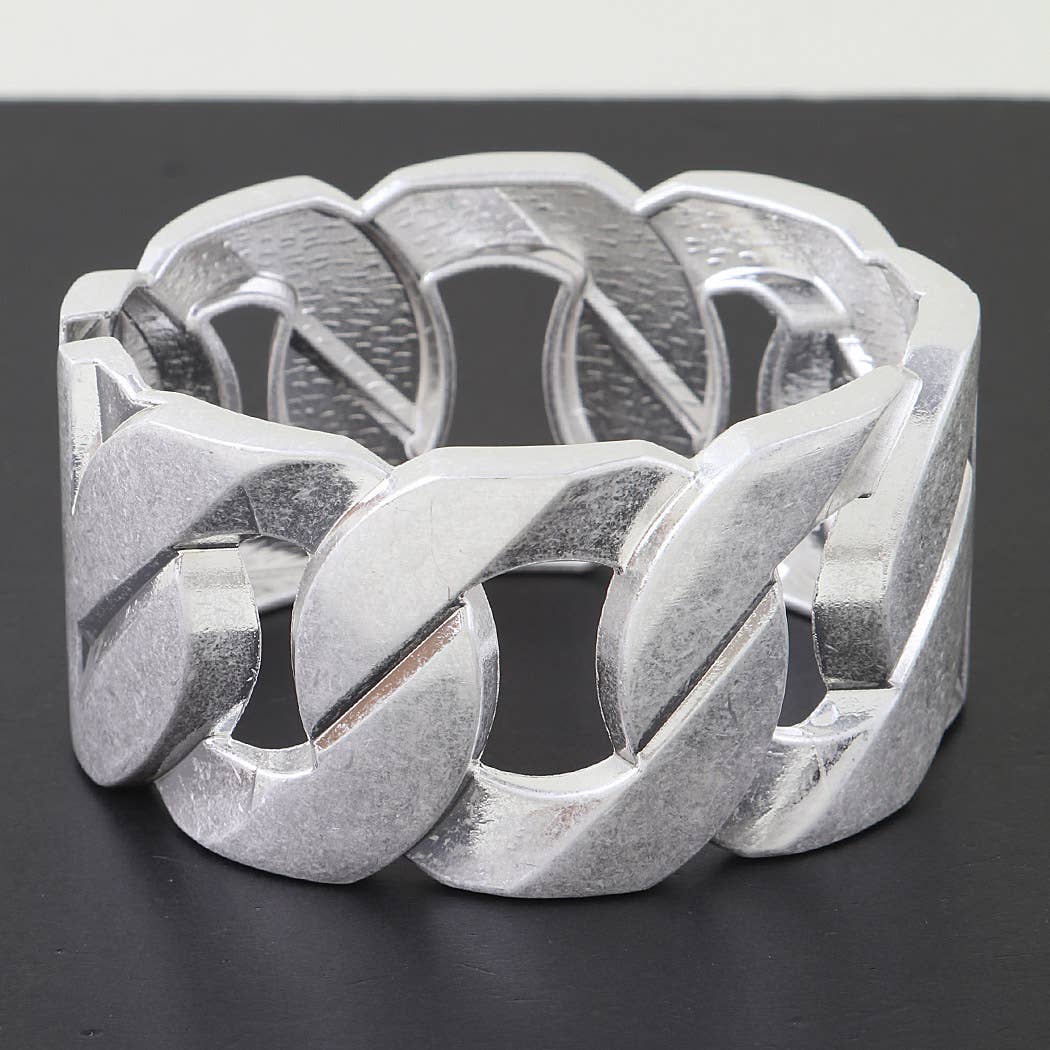 Statement Matte Metallic Chain Link Cuff Bracelet