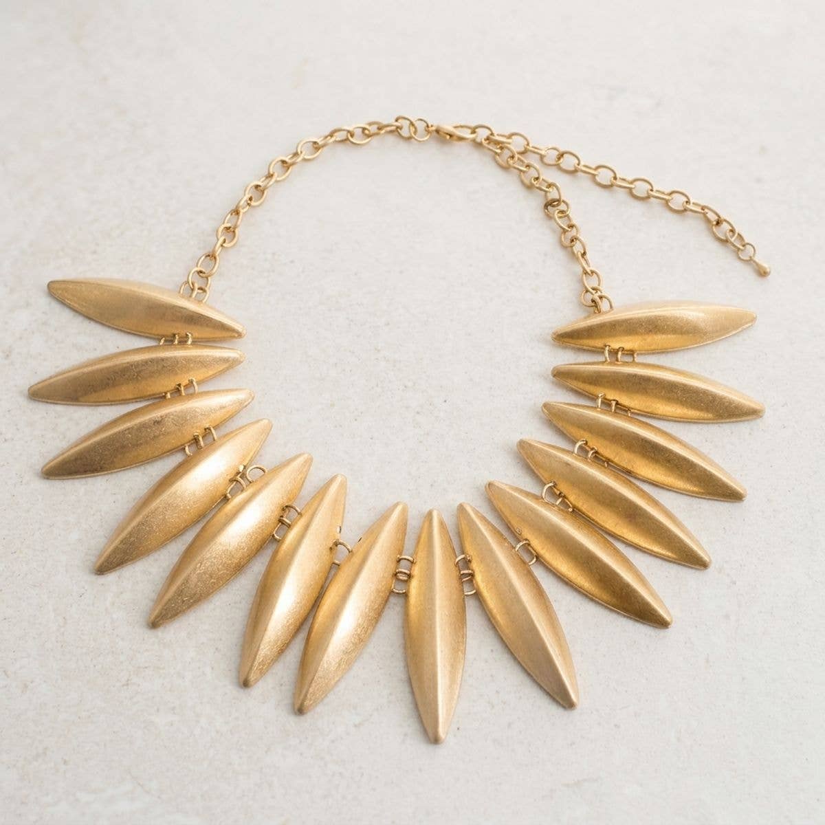 Egyptian Collar Matte Gold Fanned Necklace