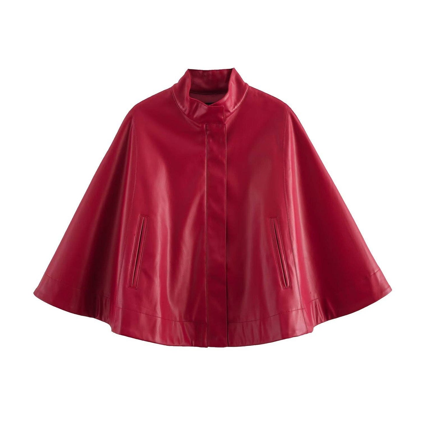 Red Leather-Short Cape Jacket