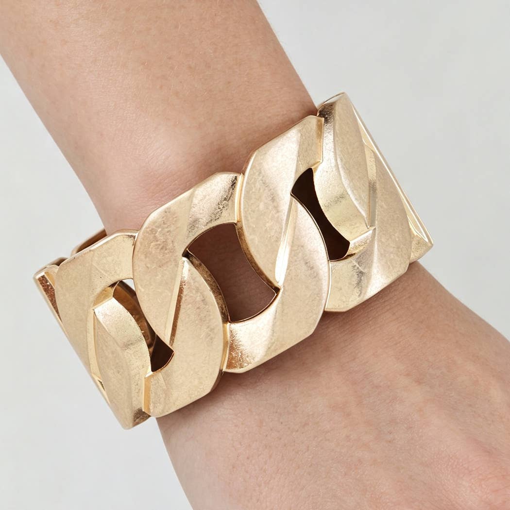 Statement Matte Metallic Chain Link Cuff Bracelet