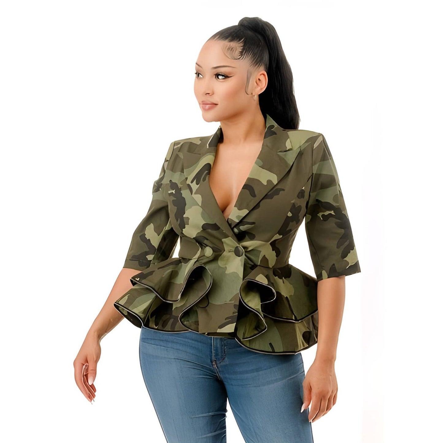 Army Peplum Top