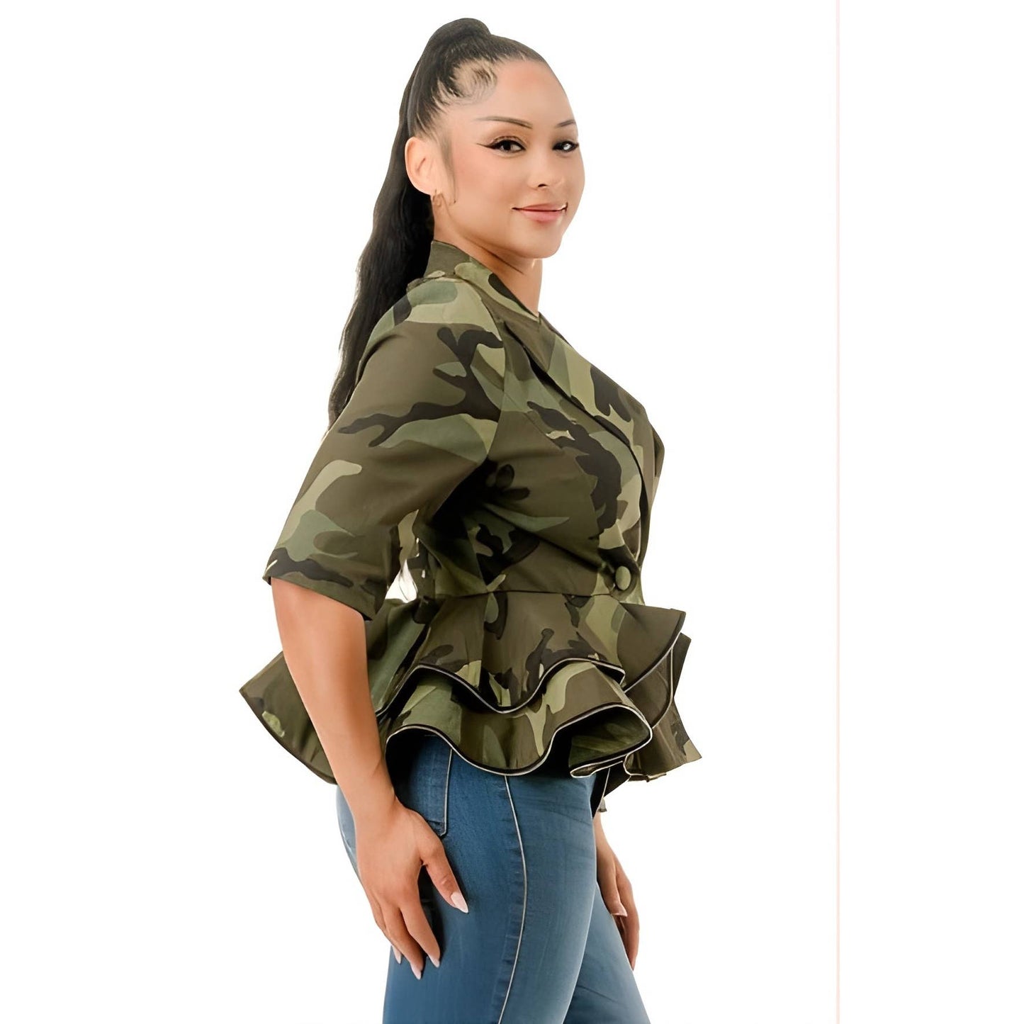 Army Peplum Top