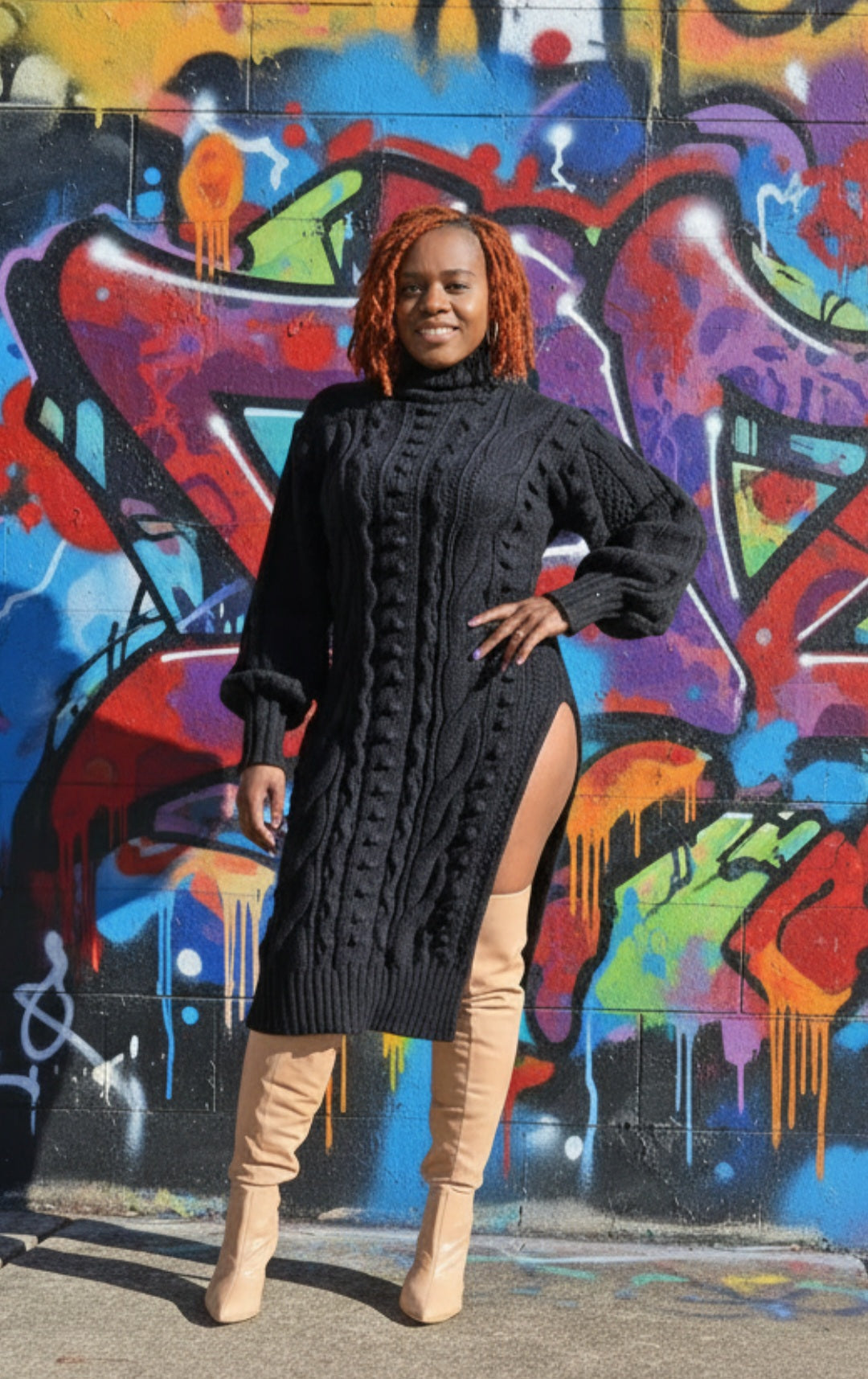 Turtleneck Sweater Midi Dress