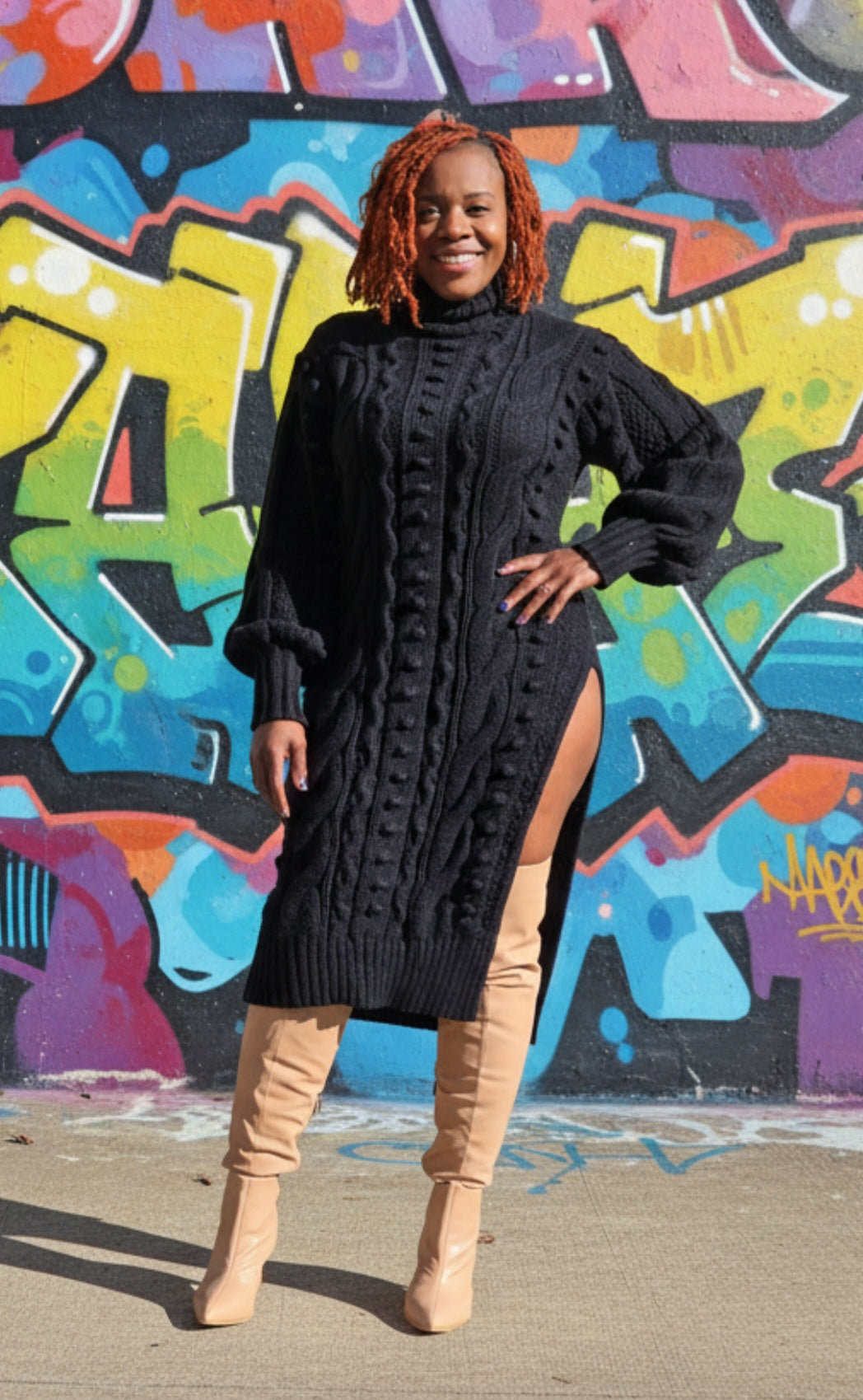 Turtleneck Sweater Midi Dress