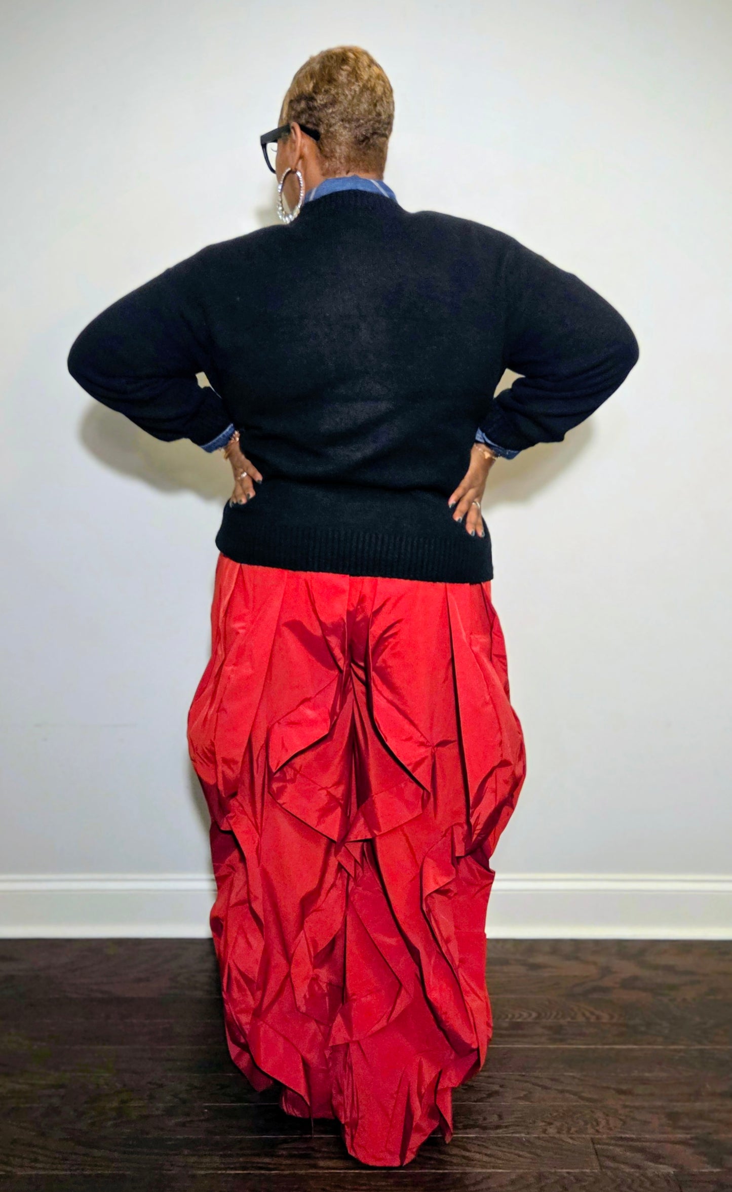 Plus Oversized Wide Leg Ruffle Jogger Pants