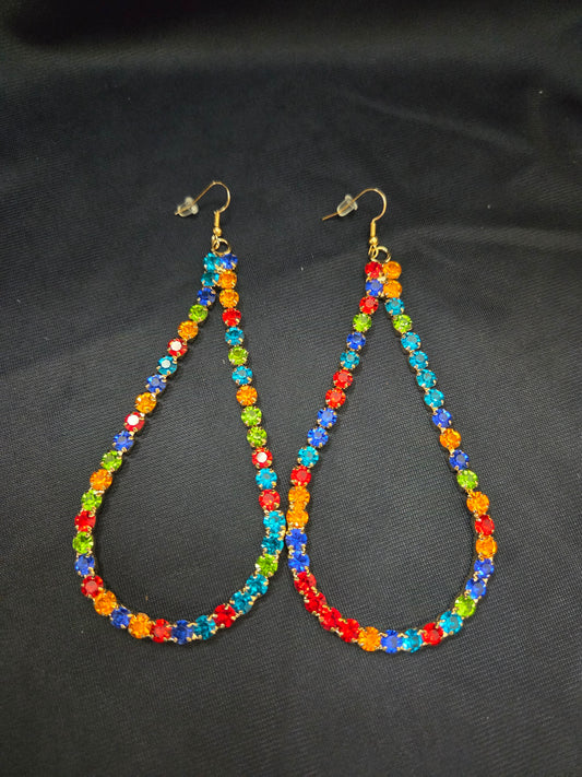 Elongated Rainbow Crystal Earrings