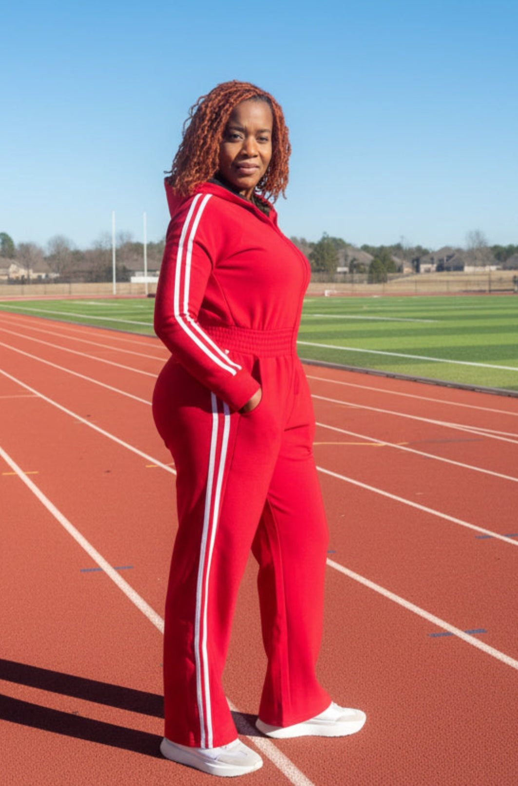 Hooded Jumpsuit Lined Fleece Wide Leg
