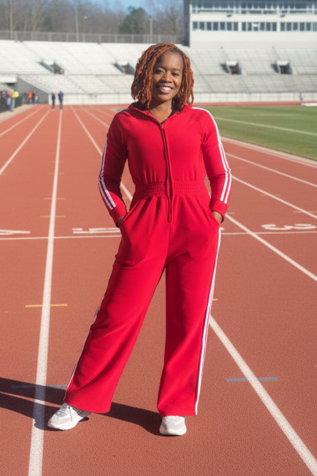 Hooded Jumpsuit Lined Fleece Wide Leg