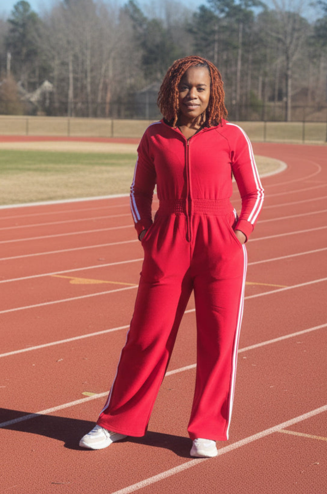 Hooded Jumpsuit Lined Fleece Wide Leg