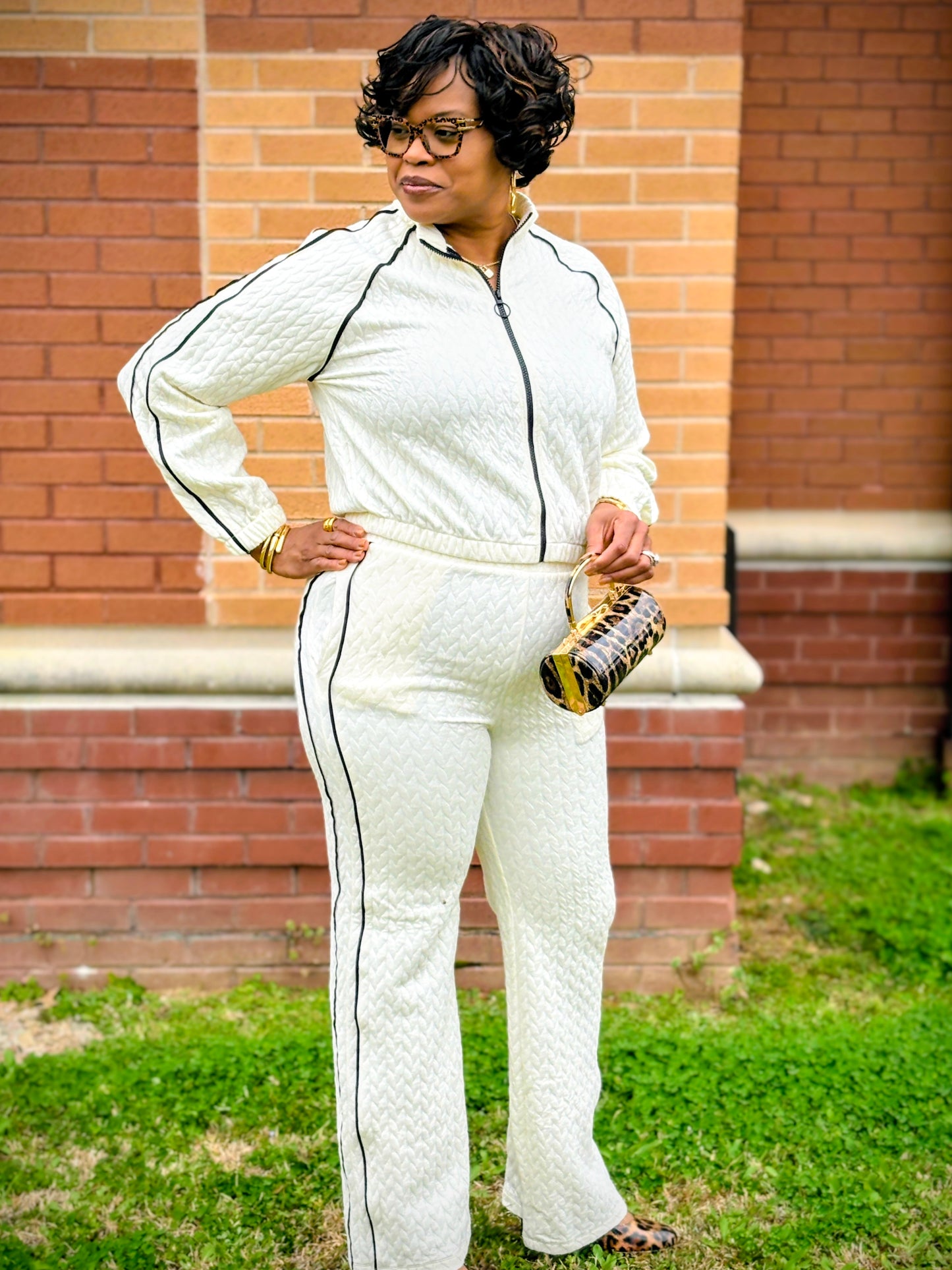 Pipping Stripes Front Zip Up Jacket And Pants Set