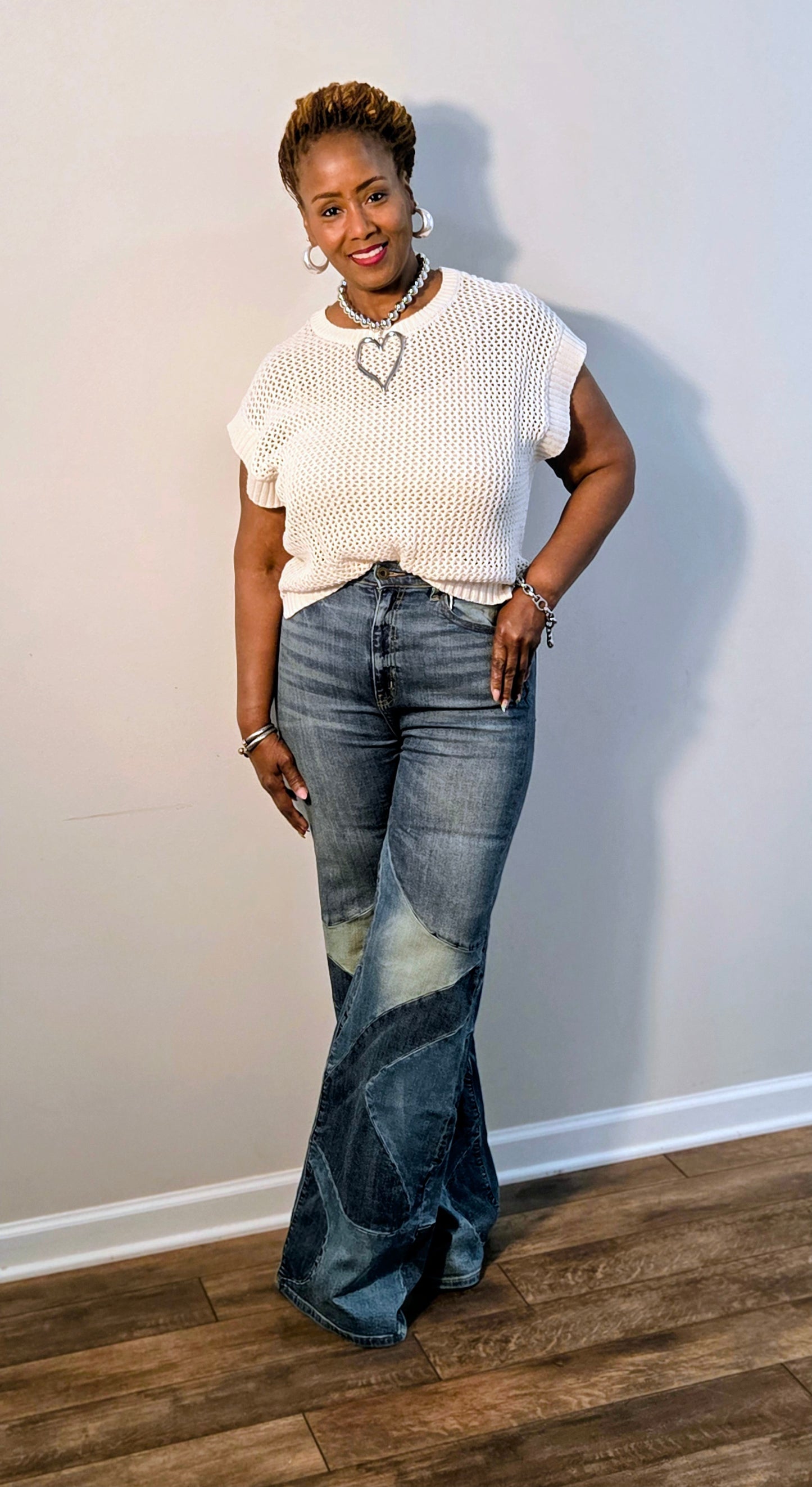 PATCHED WIDE LEG JEANS