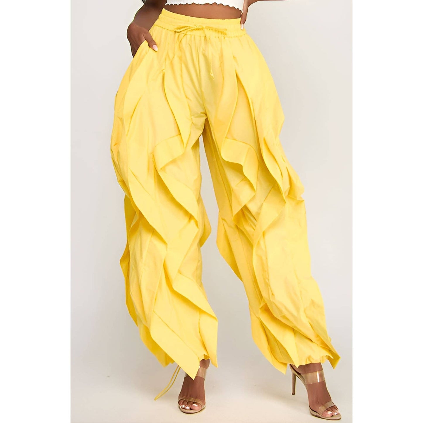 Wide Leg Ruffle Jogger Pants