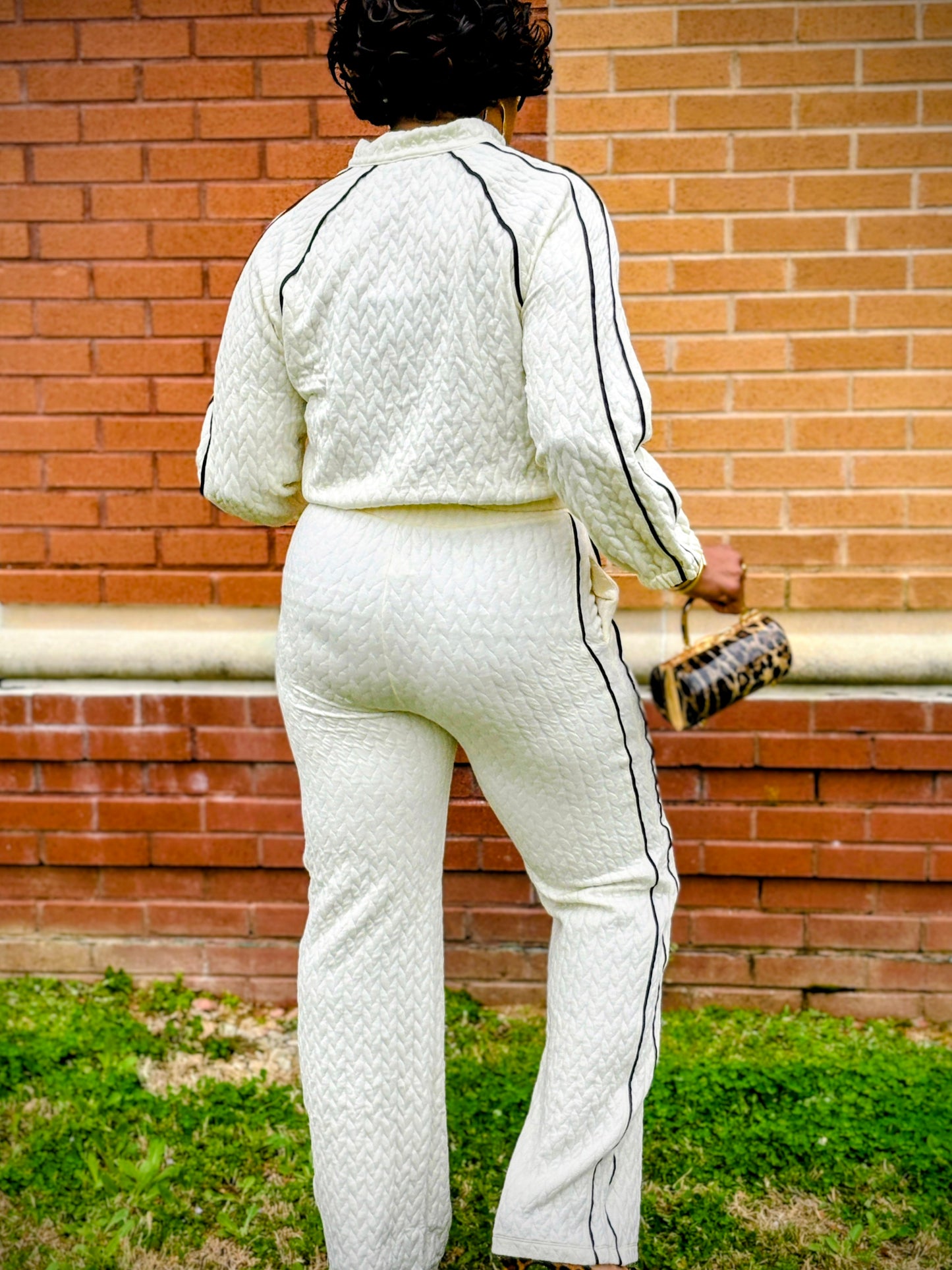 Pipping Stripes Front Zip Up Jacket And Pants Set