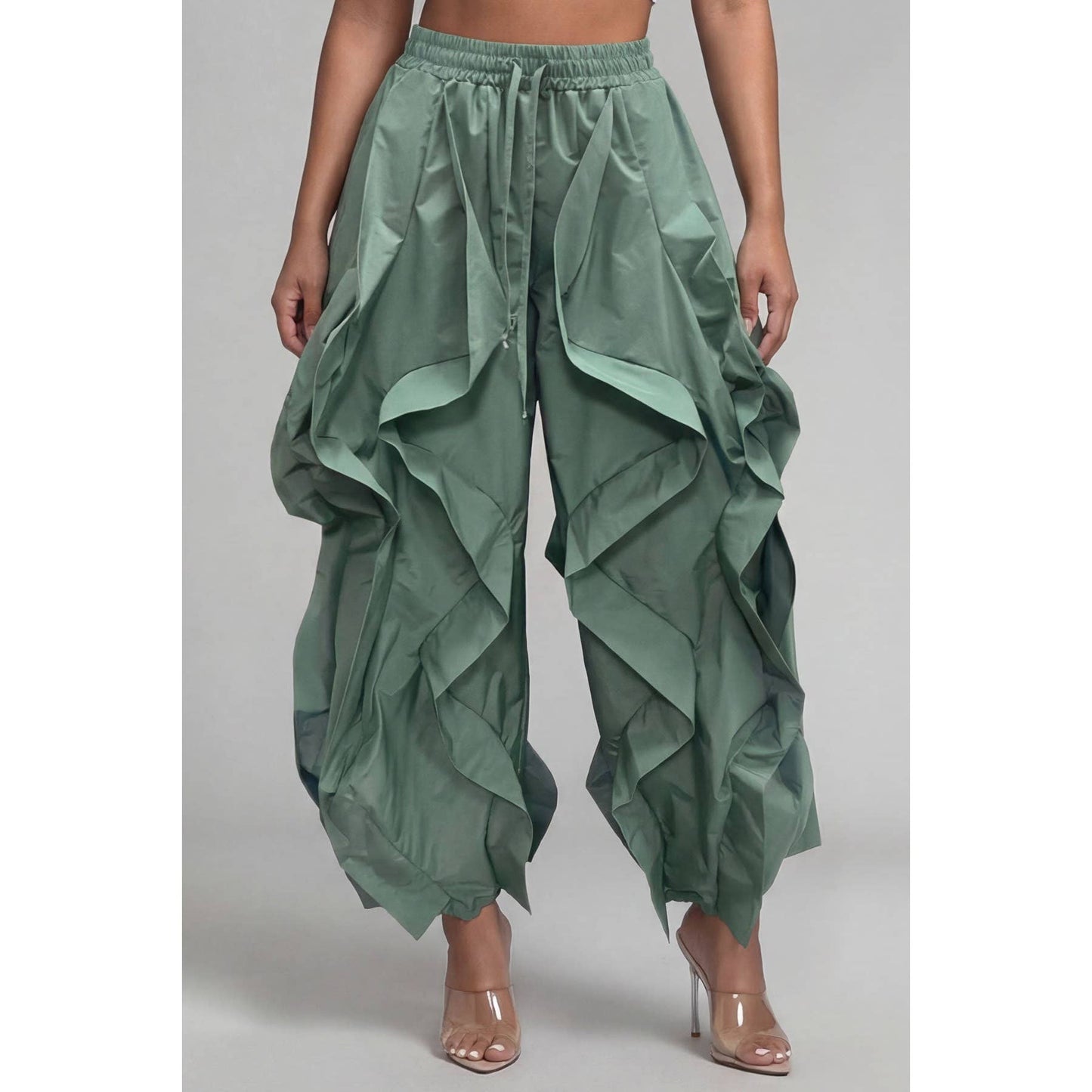 Wide Leg Ruffle Jogger Pants