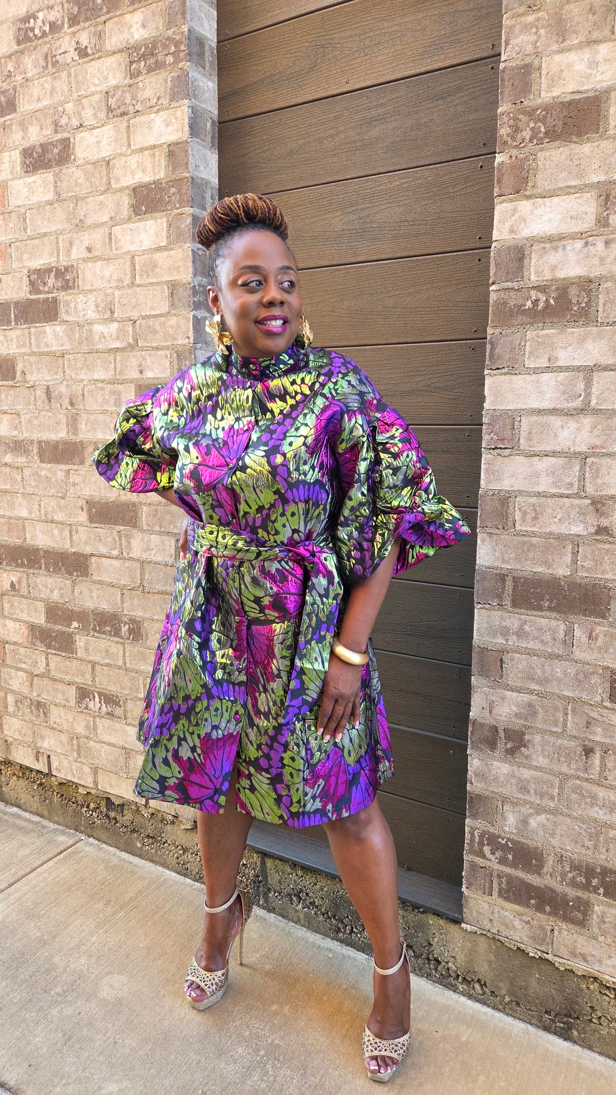 Iridescent Puff Sleeve Dress