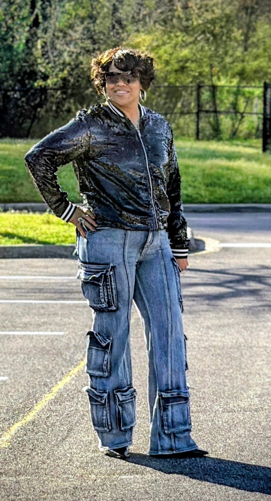 HIGH RISED CARGO JEANS