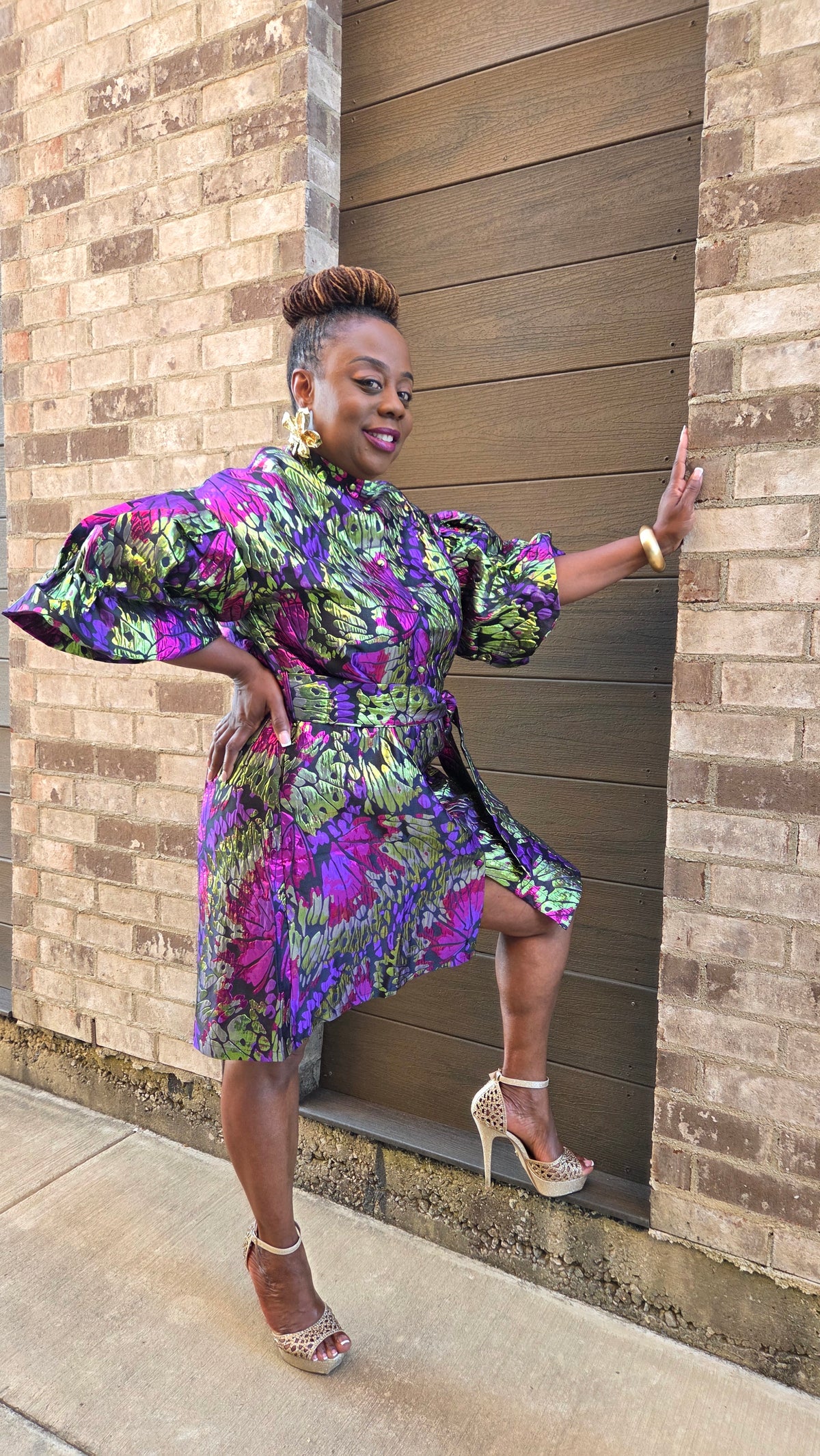 Iridescent Puff Sleeve Dress