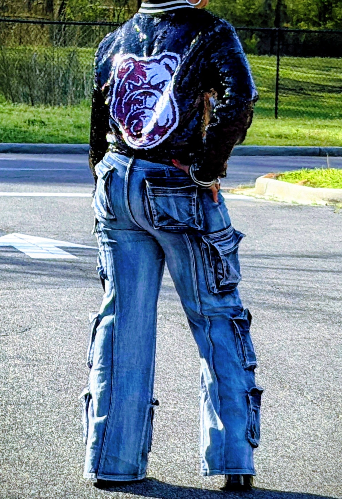HIGH RISED CARGO JEANS