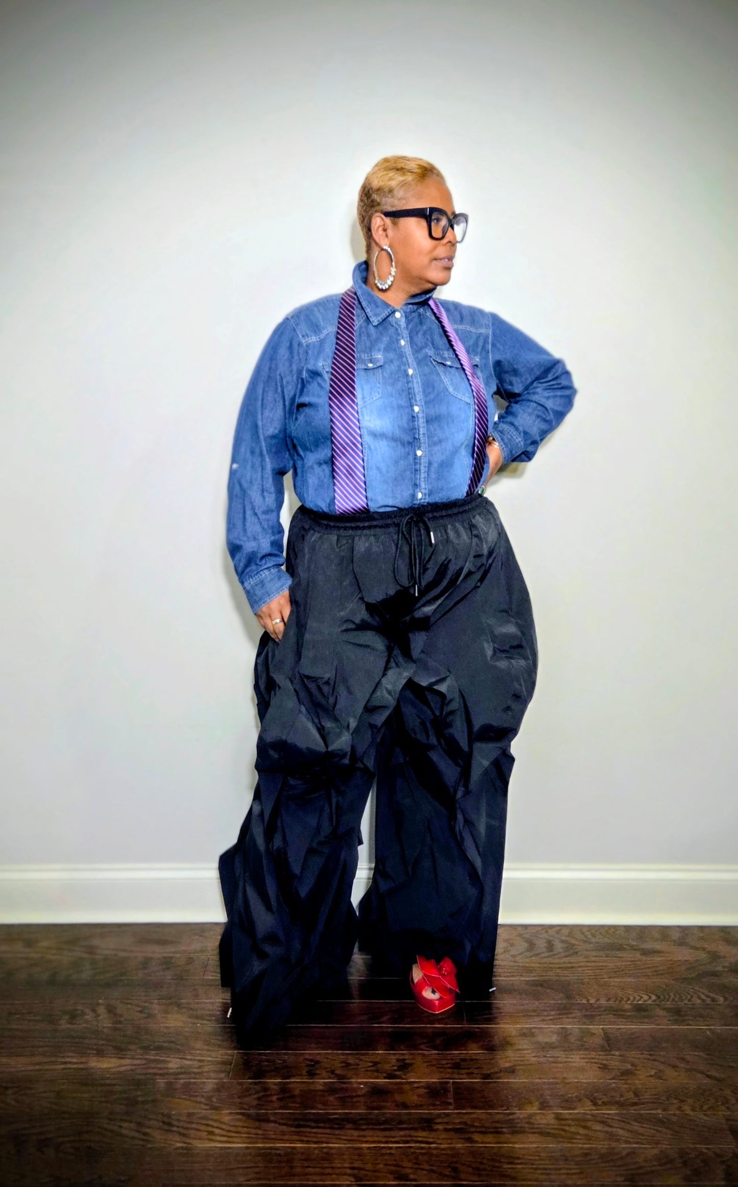 Plus Oversized Wide Leg Ruffle Jogger Pants