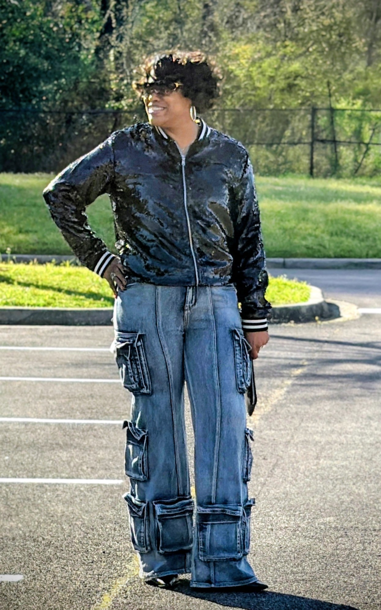 HIGH RISED CARGO JEANS