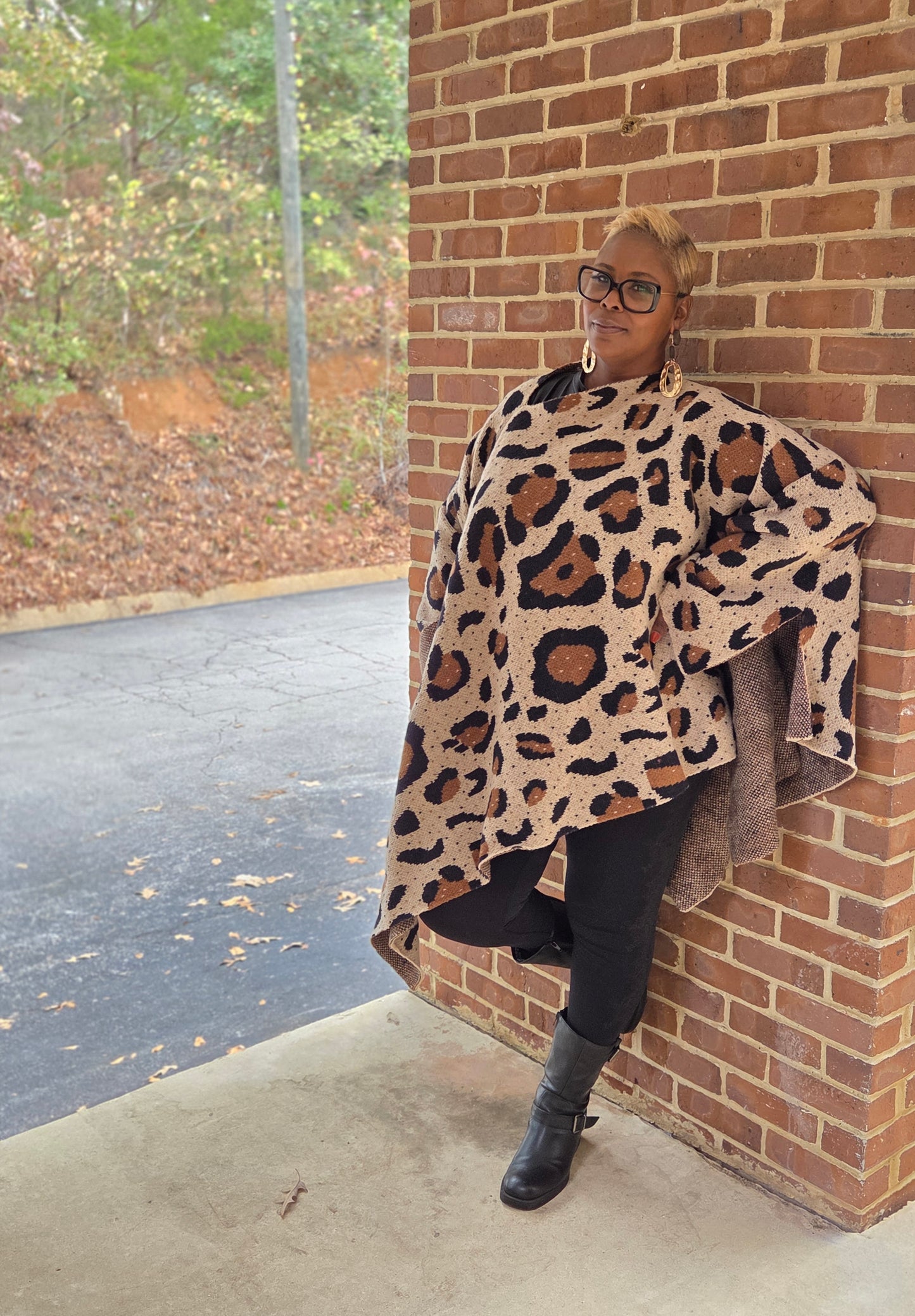 Wild Like Me Leopard Print Knit Poncho
