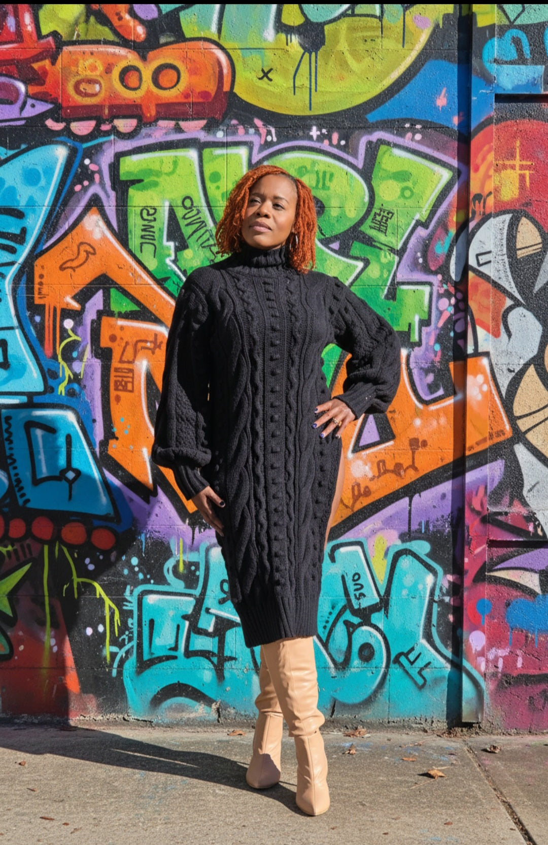Turtleneck Sweater Midi Dress